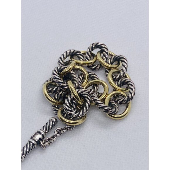 David Yurman 18K 750 925 Sterling Silver Oval Link Toggle Bracelet - Picture 12 of 12